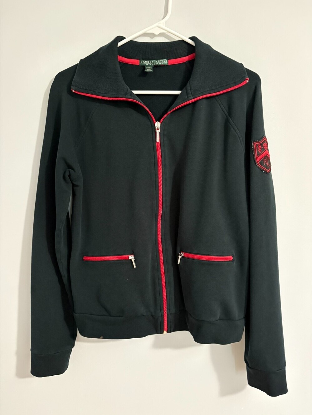 Lauren Active Ralph Lauren Womens Black w/Red Trim Full Zip Track Jacket Size M